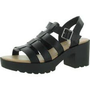 Sun + Stone Black Chunky Heel Sandals